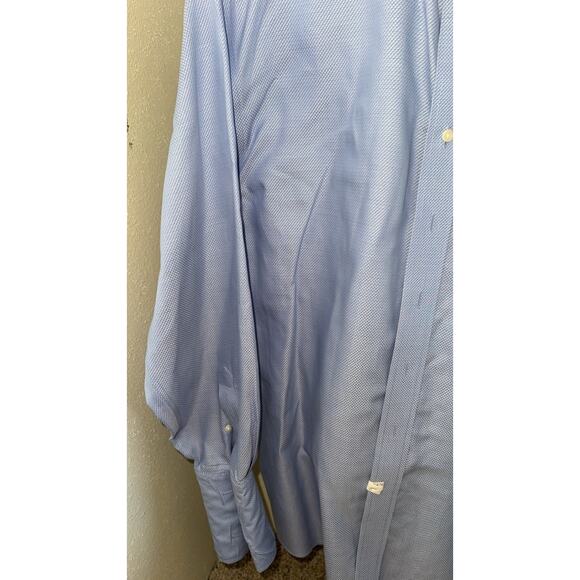 Roundtree & Yorke Gold Label Shirt Mens 16.5/34 Blue Cotton Non Iron Long Sleeve - Picture 4 of 6